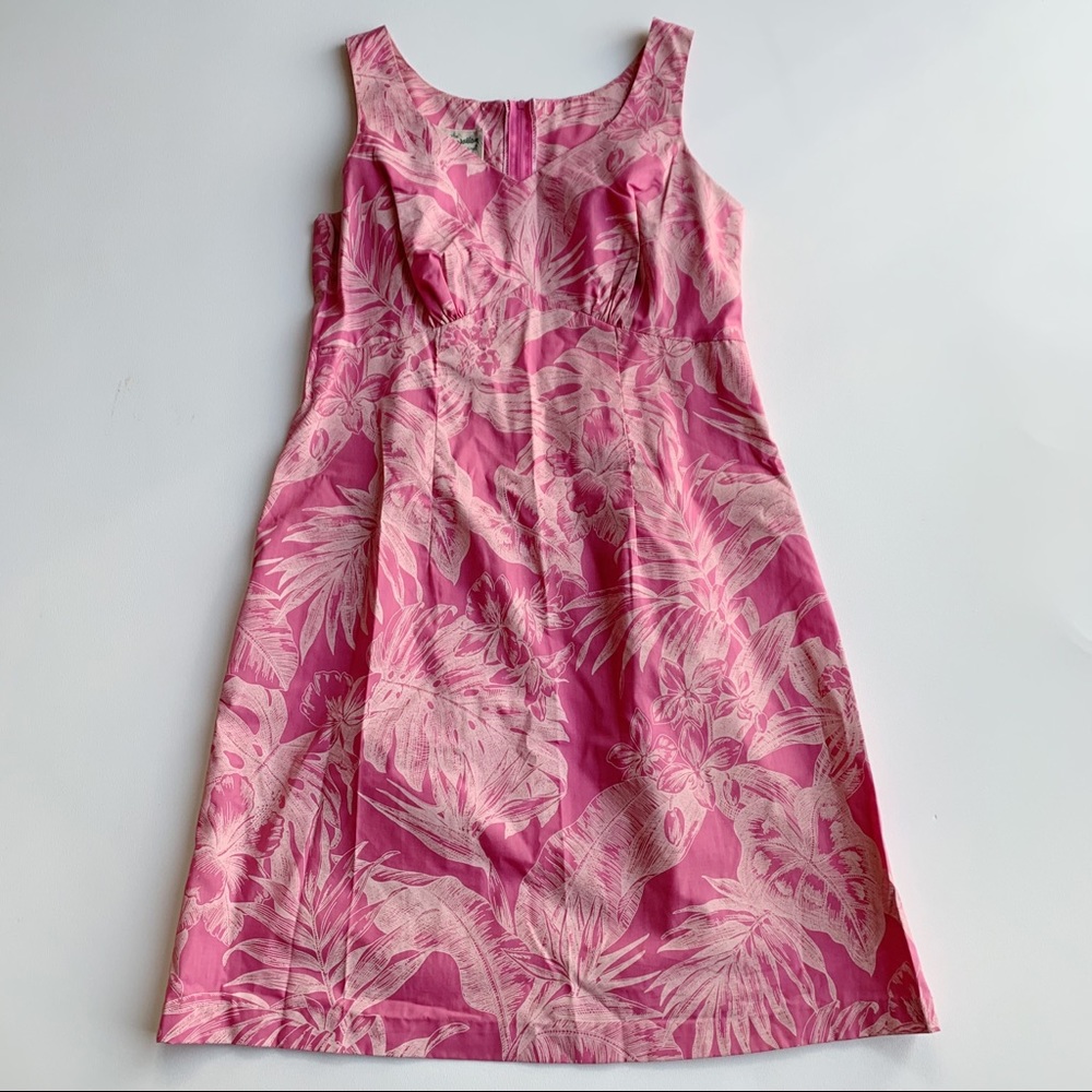 Hilo Hattie Pink Tropical Pattern Sheath Dress Vacation Cruise Size 8